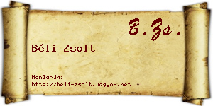Béli Zsolt névjegykártya